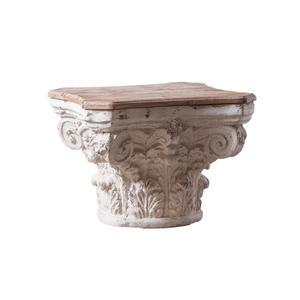 Mesa de Centro de Estilo Retro Francés, Columna Romana con Flores Talladas, Mesa de Té para Recepción de Hotel o Casa de Huéspedes - Product Image 5