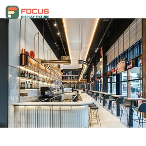 Creative Coffee Display Rack Retail Snack <b>Shelf</b> <b>Walnut</b> Finish Cafe Product Display Rack - Product Image 1