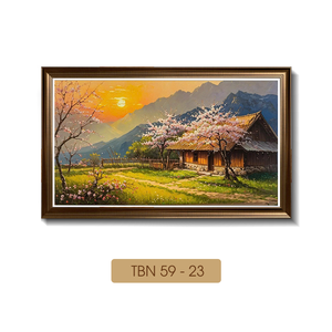 Pintura al Óleo de Pueblo de Montaña de Vietnam, Directo de Fábrica, Lienzo Premium, Arte Decorativo para Pared, Servicio OEM ODM, Modelo TBN59-23 - Product Image 1