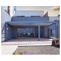Pergola Bioclimatique Motorisée à Lames Orientables en Alliage d'Aluminium - Imperméable, Résistante au Vent, Thermolaquée, Facile à Assembler, Style Naturel Chinois