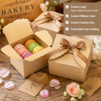 Caja de Regalo de Papel Kraft Ecológica con Borde Festoneado, Personalizable con Logotipo, Cinta Resistente y Lazo para Recuerdos de Boda