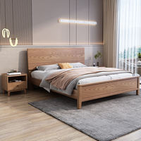 Meubles de chambre à coucher de style japonais en gros, cadre de lit en bois massif de couleur bois, taille Queen