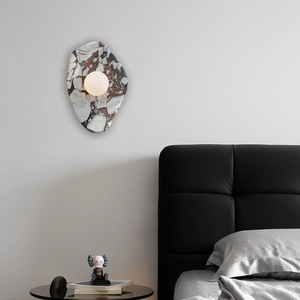 Lámpara de pared de mármol natural, bombilla Led E27, base de cristal, estilo nórdico, para pasillo, dormitorio, iluminación de fondo - Product Image 4