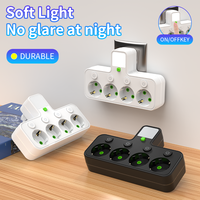Prise certifiée européenne multifonctionnelle EUplug courte ligne 4 trous multi-positions veilleuse interrupteur indépendant