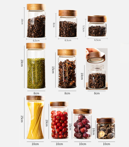 -20-200 ℃   Bocaux de <span class=keywords><strong>cuisine</strong></span> en verre borosilicate de luxe avec couvercle en bois brun, pots de rangement en verre <span class=keywords><strong>pour</strong></span> la <span class=keywords><strong>cuisine</strong></span> - Product Image 6