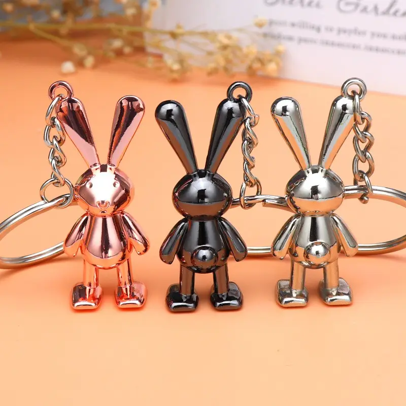 Porte-clés créatif lapin année commerce extérieur pendentif 3D en métal porte-clés zodiaque lapin porte-clés de haute qualité