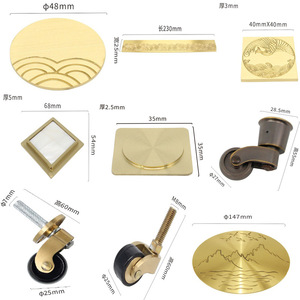 Bouton décoratif en laiton WYX E-128, diamètre 48 mm, nouveau style chinois, accessoire de quincaillerie - Product Image 5