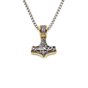 Collana vyking Mjolnir acciaio inossidabile ciondolo martello con maglia bohémien forza amuleto ispirato alla <span class=keywords><strong>mitologia</strong></span> norrena - Product Image 1