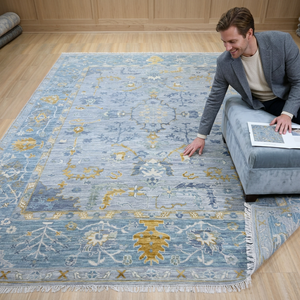 Alfombra Anudada a Mano, Diseño Moderno y Lujoso, Abstracta, de Lana, Lavable, Antideslizante, Ecológica, Personalizable, para Sala de Estar - Product Image 1