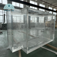 TOMATO INC Acuario de Diseño Moderno Cuadrado de Acrílico, Sistema de Acuario de Acrílico con Mueble para Peces
