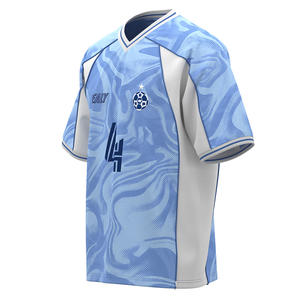 Maillot de football américain HEALY dégradé bleu clair, respirant, à manches courtes, découpe automatisée, col en V élégant, tenue de football - Product Image 2