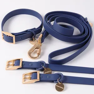 Produits pour animaux de compagnie couleur unie luxe coloré en caoutchouc silicone petit collier de chien personnalisé réglable étanche pvc laisse de chien