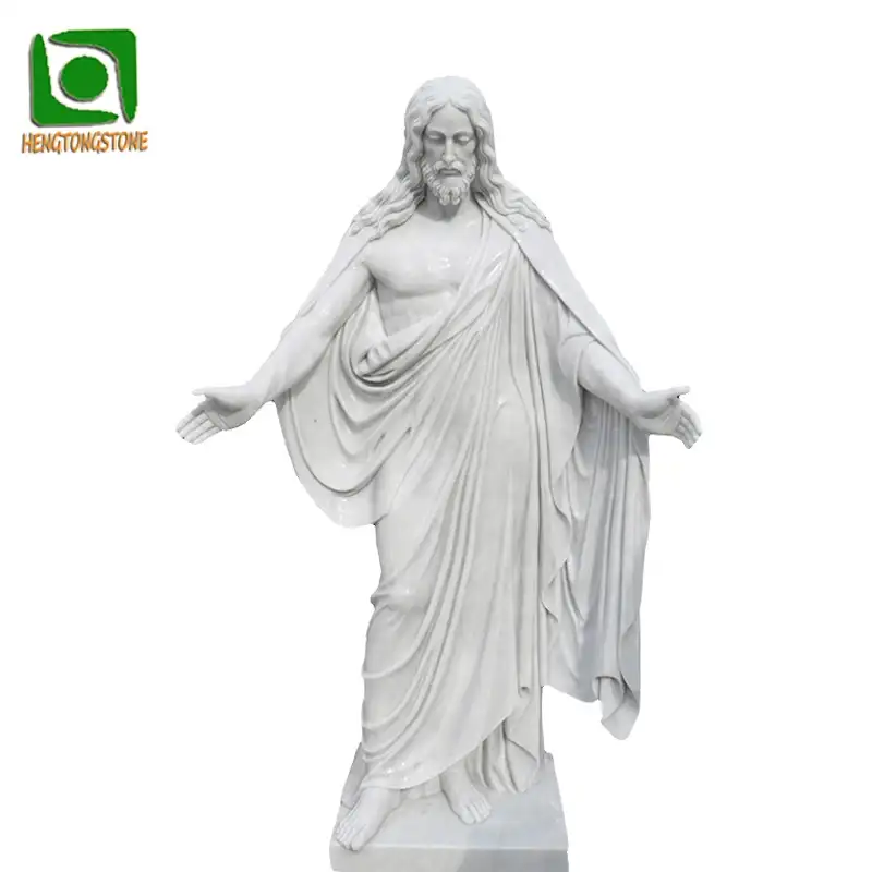धर्म सजावटी हाथ नक्काशीदार जीवन आकार सफेद संगमरमर यीशु प्रतिमा