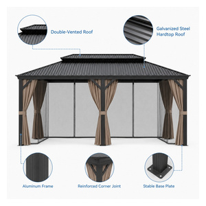 Pergola <span class=keywords><strong>de</strong></span> <span class=keywords><strong>jardin</strong></span> en métal avec double toit, <span class=keywords><strong>abri</strong></span> <span class=keywords><strong>de</strong></span> <span class=keywords><strong>jardin</strong></span> en métal, pergola métallique couverte - Product Image 2