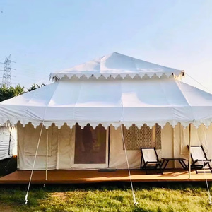 Tente moghole blanche de style romantique indien moderne et élégant pour décoration extérieure en toile pour mariages et fêtes - Product Image 3