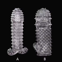 Manchon de pénis en cristal de haute qualité, à picots, pour plaisir prolongé, réutilisable, jouet sexuel pour adultes, stimulation masculine, grande taille