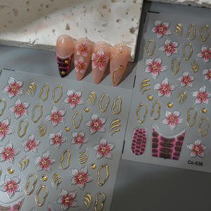 Autocollants personnalisés 3D/5D pour nail art, motifs crocodile, fleurs, strass dorés, fournitures de manucure DIY, décoration luxueuse pour ongles. - Product Image 1