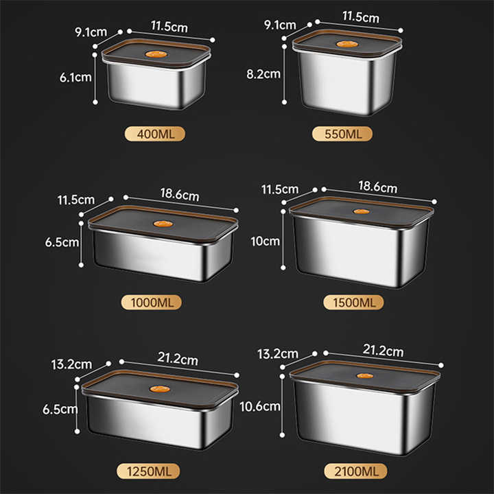 304 Stainless Steel Food Storage Container Set for Travel