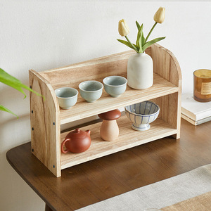 Solid Wood Chinese Style Display <b>Shelf</b> Rectangular Countertop Tea Set Organizer Teapot <b>Rack</b> Ornamental Storage Cabinet - Product Image 2