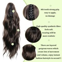 Faux Queue de Cheval Bouclée Courte à Trame Unique, Extension Capillaire Naturelle Ondulée avec Pince Griffe, Style Clip-On