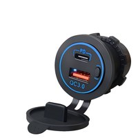 Prise de chargeur de voiture double USB 12~24V PD QC3.0 avec interrupteur marche/arrêt, prise de courant étanche pour voiture, bateau, marine, VTT, camping-car, moto
