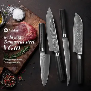 Juego de cuchillos de Chef clásicos de acero damasco, venta al por menor