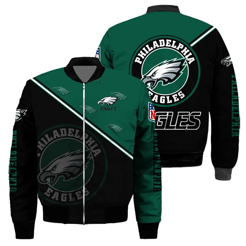 Formal Trademark Eagle American Football Team Bomber Jacket Perfect Manga larga Warm Premium Wear Hombres Mujeres Chaquetas