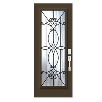 Portes d'entrée chinoises à bas prix, entièrement vitrées, en fibre de verre, pré-montées pour maisons
