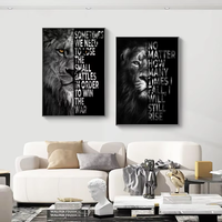 Inspirasional Gambar Singa bingkai dinding motivasi cat air kanvas Poster dekorasi rumah dinding seni cetak hewan subjek