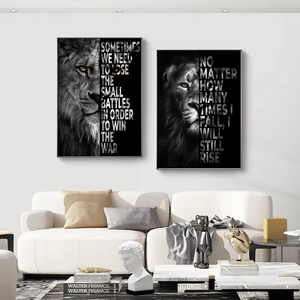 Inspirerende Leeuw Foto Muurframe Motiverende Aquarel Canvas Poster Huisdecor Muurkunst Dierenonderwerpen - Product Image 3