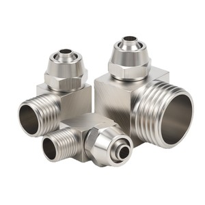 Raccord pneumatique rapide à tête hexagonale plaqué cuivre-nickel, coudé à 90 degrés, PL8-02, connecteur à écrou de blocage 1/3/4 pouces - Product Image 2