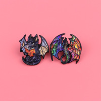 Broche en alliage de zinc émaillée Dragon Fantastique, style verre UV, créature mythique colorée, badge en métal, décoration vestimentaire