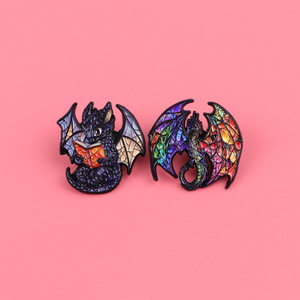 Broche en alliage de zinc émaillée Dragon Fantastique, style verre UV, créature mythique colorée, badge en métal, décoration vestimentaire - Product Image 3