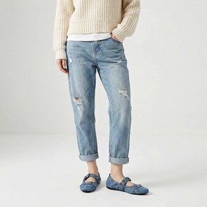 Ballerine in Denim a punta tonda da <span class=keywords><strong>donna</strong></span> strappate con collo elasticizzato in Denim con fibbia e cinturino in metallo con <span class=keywords><strong>borchie</strong></span> estese taglia 43 - Product Image 6