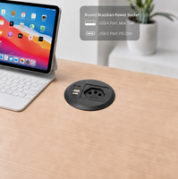 Prise de table de style brésilien haut de gamme avec adaptateur Type C et deux ports Type A pour bureaux résidentiels