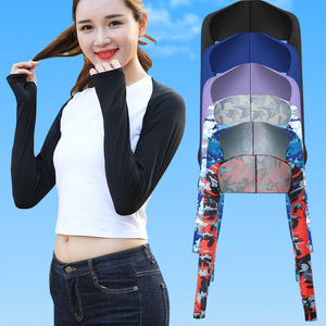 Women's Outdoor Cycling Arm Sleeves Anti-Uv Ice Silk Raglan Shoulder Sun Protection Sleeve Solid Color Thin Sport Sleeve - Product Image 1