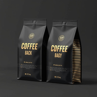 Pochette de Rangement à Fond Plat avec Fermeture Ziplock et Valve pour Café Instantané ou Thé, Personnalisable avec Logo, Formats 250g, 500g, 1kg, 12oz