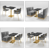 Meubles de restaurant modernes et luxueux sur mesure, canapé en velours, table à manger en marbre et ensembles de chaises pour café, salon de thé