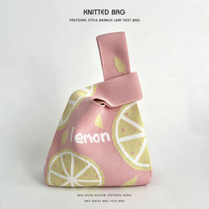 Niedliche gestrickte Frucht muster Einkaufstasche Kinder Mini Apple <span class=keywords><strong>Bag</strong></span> Wassermelone Handgelenk Tasche Zitrone Handtaschen - Product Image 6