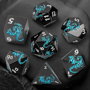 Ensemble de dés polyédriques en métal à motif de dragon personnalisé, en alliage de zinc, pour jeux de rôle, DND, jeux de société, cadeaux - Product Image 3