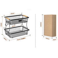 Corbeille à fruits à 2 niveaux, détachable, en métal, grande capacité, support de rangement pour légumes et fruits avec 2 supports pour bananes, pour comptoir de cuisine