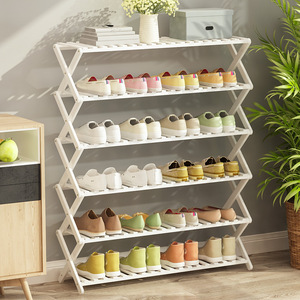 No installation required. Folding bamboo <b>shoe</b> <b>rack</b>, multi-layer <b>storage</b> <b>rack</b>, simple furniture, indoor <b>storage</b> <b>rack</b>, decorative - Product Image 1