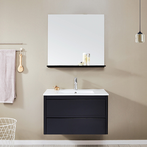 2025 31 pollici Fartory <span class=keywords><strong>Outlet</strong></span> in nero lucido mobili da bagno di lusso con mensola a specchio per bagno Nihe Hotel bagno vanità - Product Image 2