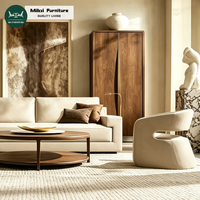 Ensemble de canapés sectionnels en tissu sculptural avec accoudoirs à rainures pour salon de villa, coussin de banquette, écologique et personnalisable