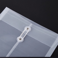 Carpeta de sobres de plástico transparente de tamaño A4 personalizada, portadocumentos de PP, cadena de botones, bolsa protectora de hojas con logotipo personalizado