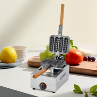 Machine à gaufres commerciale à gaz en acier inoxydable pour muffins et hot-dogs, avec recettes, pour quatre gaufres sur bâtonnets