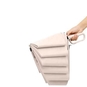 Parapluie pliant entièrement automatique à trois sections, couleur unie, moderne, 8 baleines, pour affaires, avec patch renforcé, sans mémoire de forme - Product Image 1
