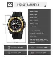 Montres de sport numériques pour hommes Skmei 2065, vente en gros d'usine, 5 ATM, étanches, montres analogiques-numériques pour hommes