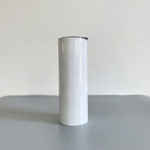 Nouveau style – Gobelet isotherme droit en acier inoxydable 304, blanc brillant, à bord plat, 20 oz - Product Image 2