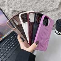 Nouvelle coque de téléphone portable brillante avec motif plissé 3D pour iPhone 13 14 15 16 Pro Max, coque de téléphone souple en TPU brillant pour iPhone